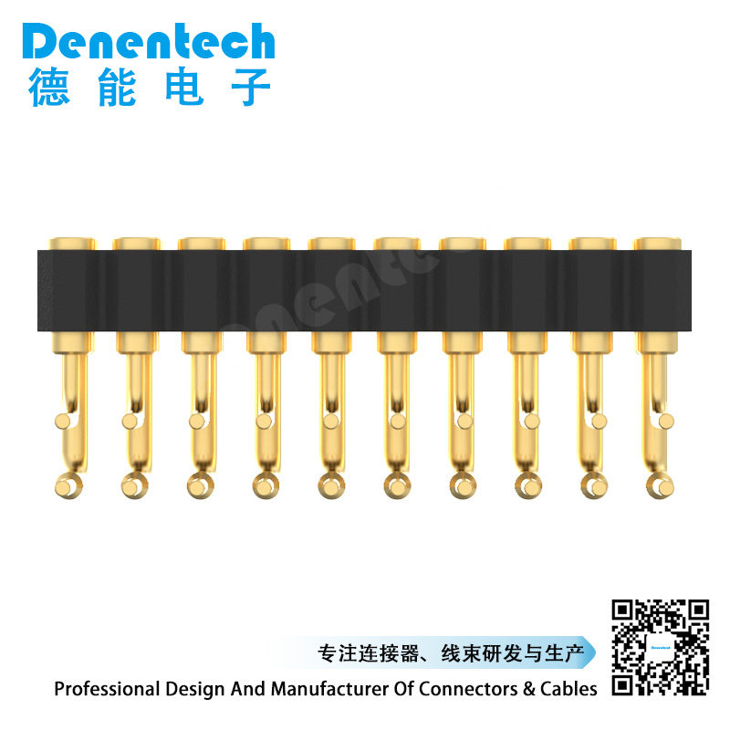 Denentech Hot selling 2.00MM  H2.5MM dual row female right angle concave pogo pin connector 